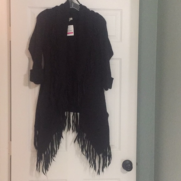 NWT Black Fringe sweater